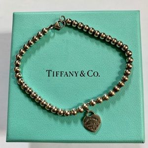 Tiffany & Co. Sterling Silver Bead Bracelet Heart